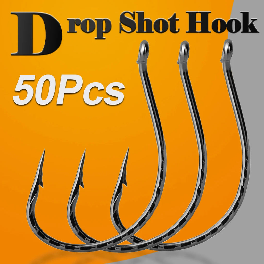 Nova Drop Shot Hooks – Bulk High Carbon Steel Worm Hooks for Bass & Perch (50pc)