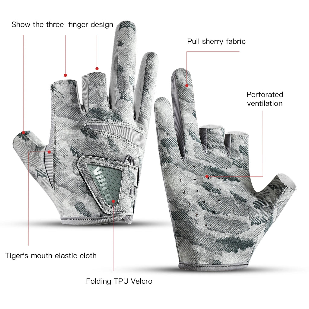 Nova Sun Protection Fishing Gloves – Breathable Anti-Slip Three-Finger Gloves for Men