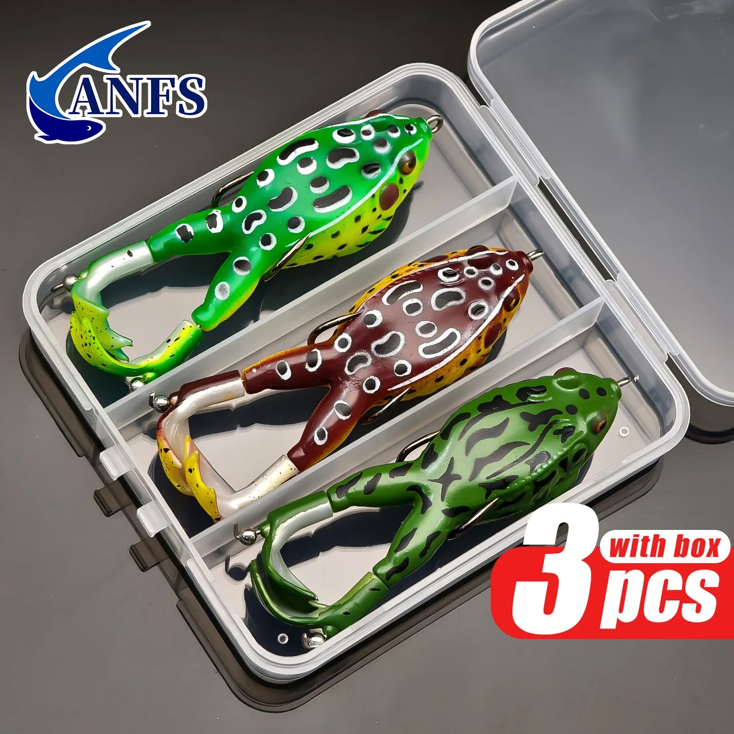 Nova 3Pcs Premium Topwater Frog & Duck Shaped Fishing Lures Set with Tackle Box Soft Baits for Bass