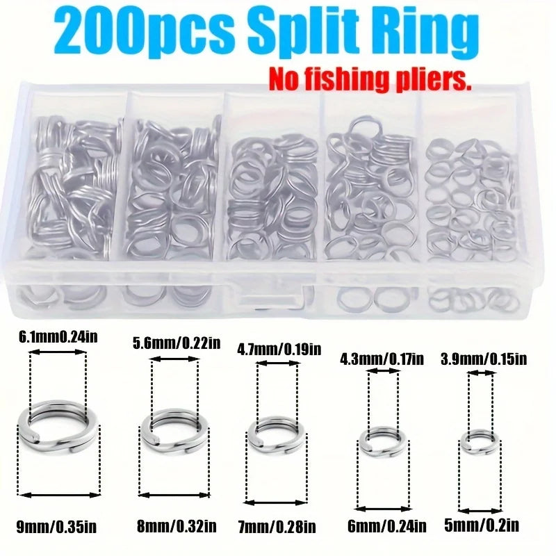 Nova Stainless Steel Split Rings – Heavy-Duty Lure Connectors with Pliers (100/200pc) 200pcs Nova Fishing & Outdoors