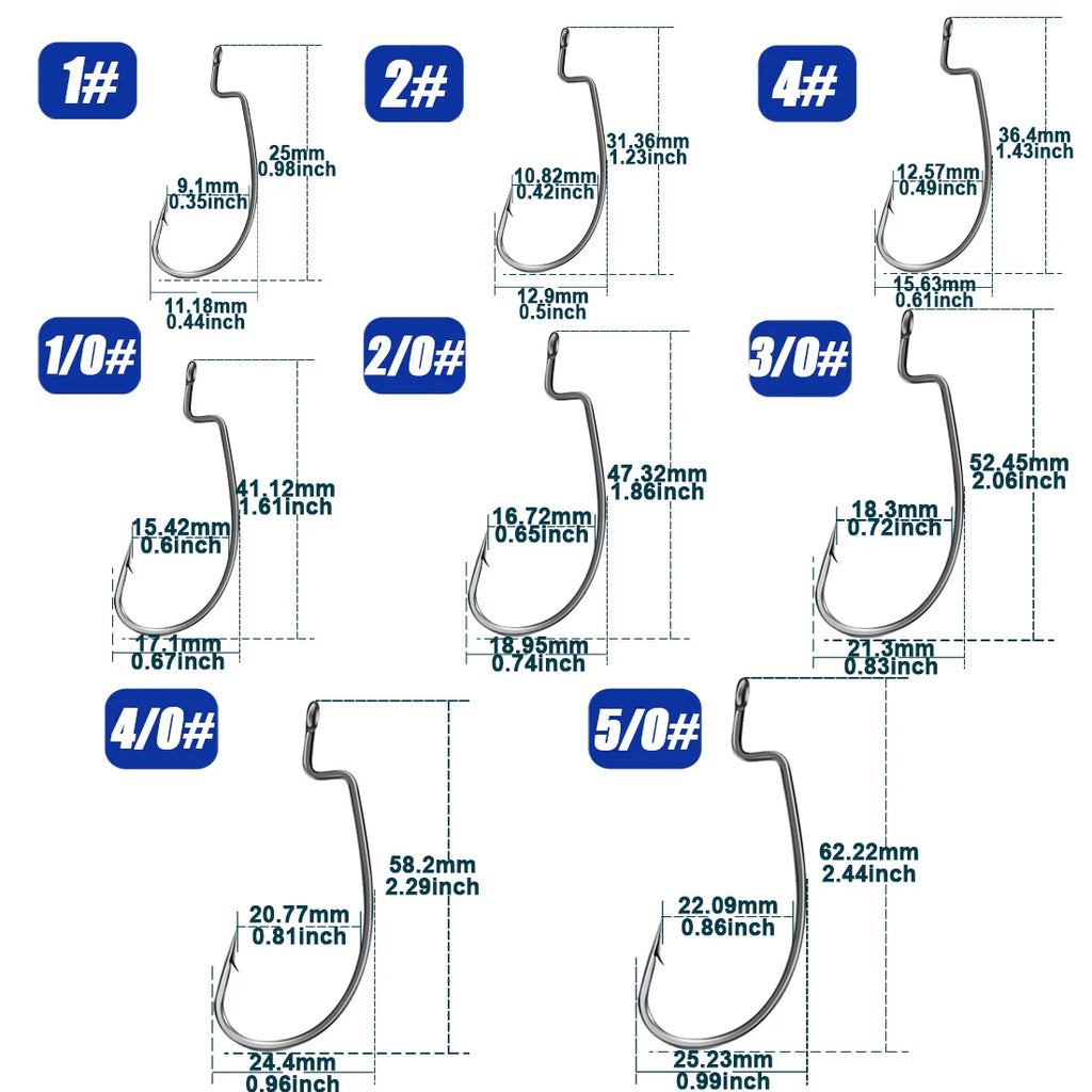 Nova EWG Worm Hooks – Wide Gap Offset Hooks for Texas Rig Bass, Sizes 1-5/0 (25-Pack)
