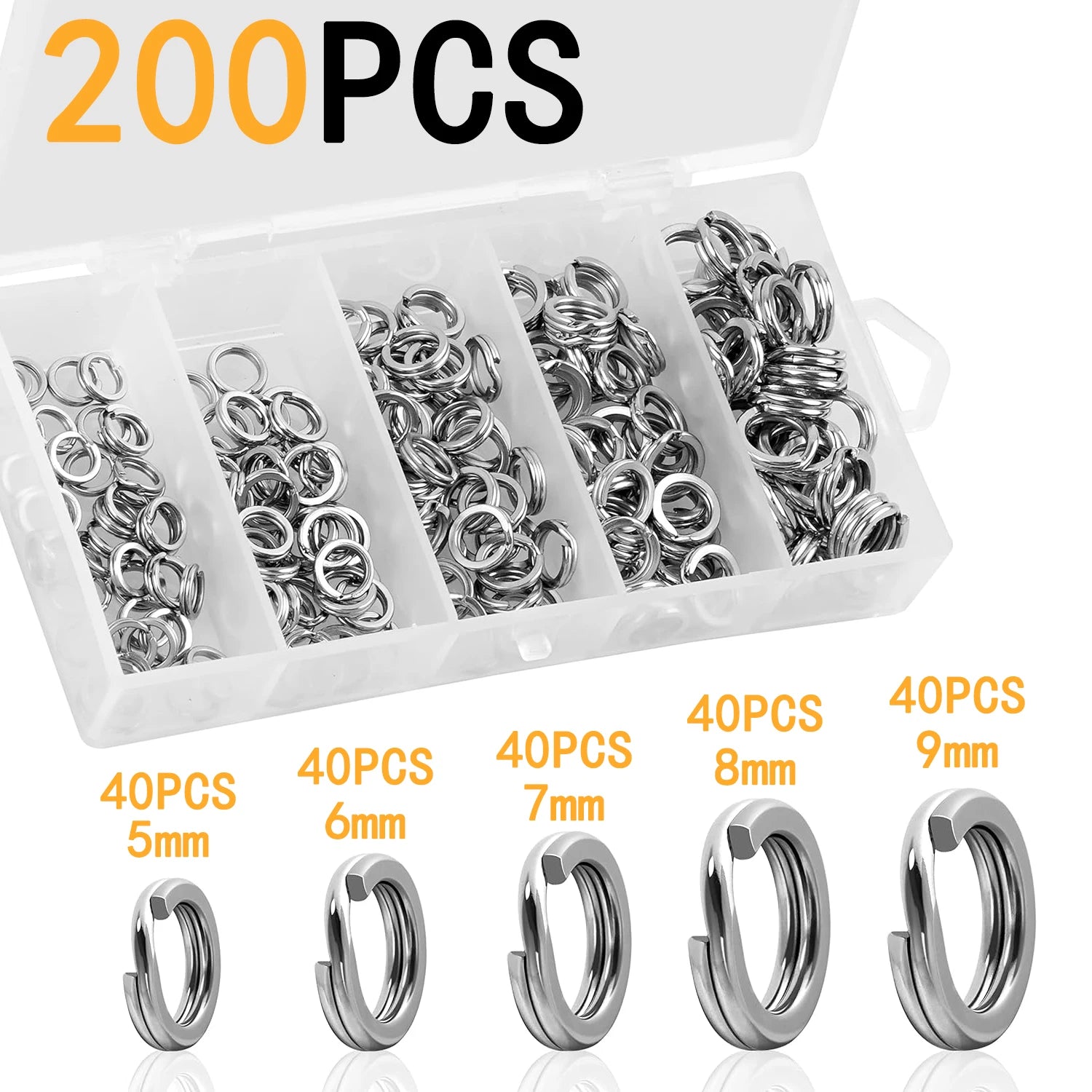 Nova Split Rings Bulk Pack – High-Strength Stainless Lure Connectors, 5 Sizes (200/250pc) 200Pcs Nova Fishing & Outdoors