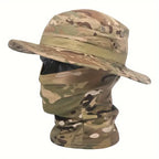 Nova Camouflage Boonie Hat with Balaclava Suit Foldable Wide Brim Fishing Cap Brown