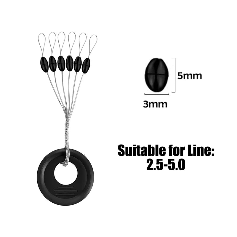 Black Rubber Space Beans – 60pc Oval Bobber Stoppers for Float Fishing - 60Pc Oval Three Sizes Olives L Nova Fishing & Outdoors