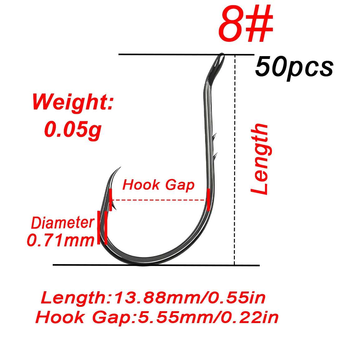 Nova Octopus Baitholder Hooks – 2X Sharp Barbed Beak Hooks, Closed Eye Saltwater (50pc) Size 8 50PCS Nova Fishing & Outdoors