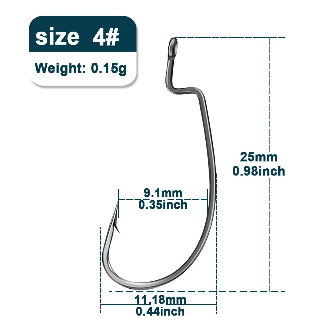 Nova EWG Worm Hooks – Wide Gap Offset Hooks for Texas Rig Bass, Sizes 1-5/0 (25-Pack) Size-4 25Pcs Nova Fishing & Outdoors