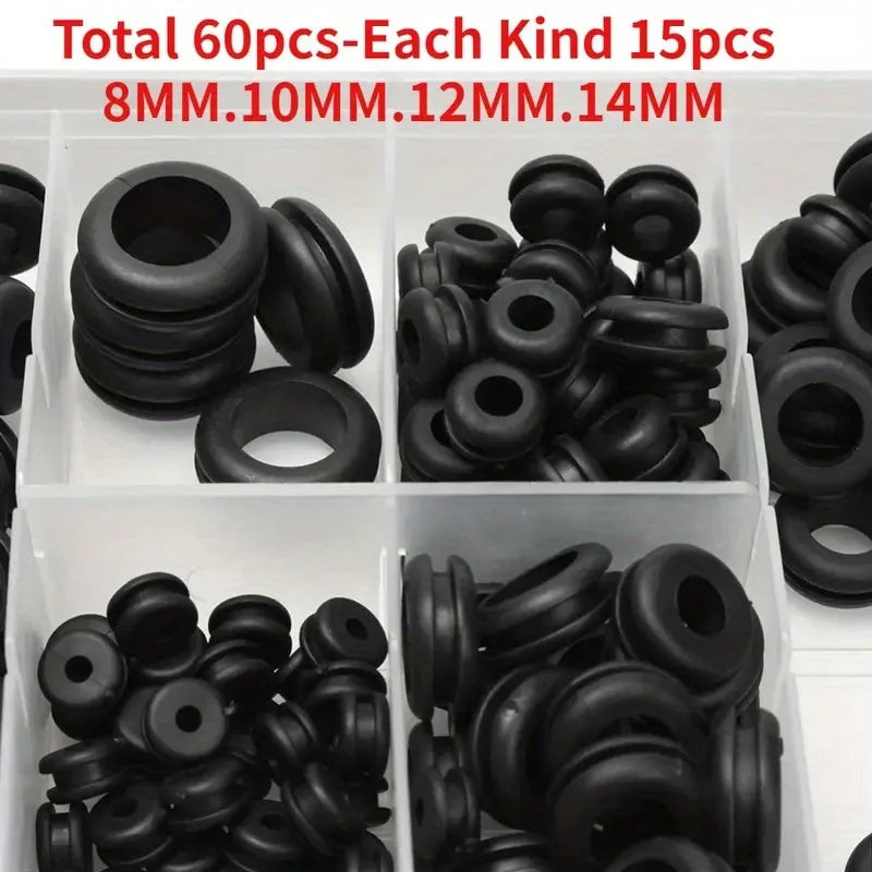 Waterproof Tackle Box Gasket & O-Ring Seal Kit – 60-Piece Multi-Size Replacement Set 4 sizes Total 60PCS Nova Fishing & Outdoors