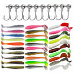 Nova Soft Fishing Lure Kit, Silicone Bait Worms with Crank Jig Head Hooks, Realistic Artificial Lures for Freshwater & Saltwater Fishing Nova Fishing & Outdoors