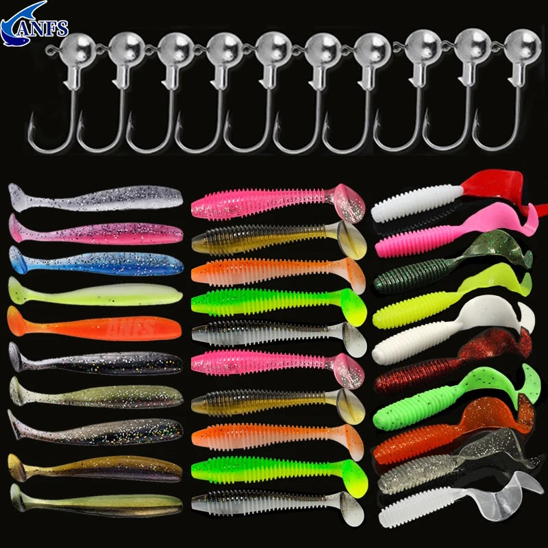 Nova Soft Fishing Lure Kit, Silicone Bait Worms with Crank Jig Head Hooks, Realistic Artificial Lures for Freshwater & Saltwater Fishing Nova Fishing & Outdoors