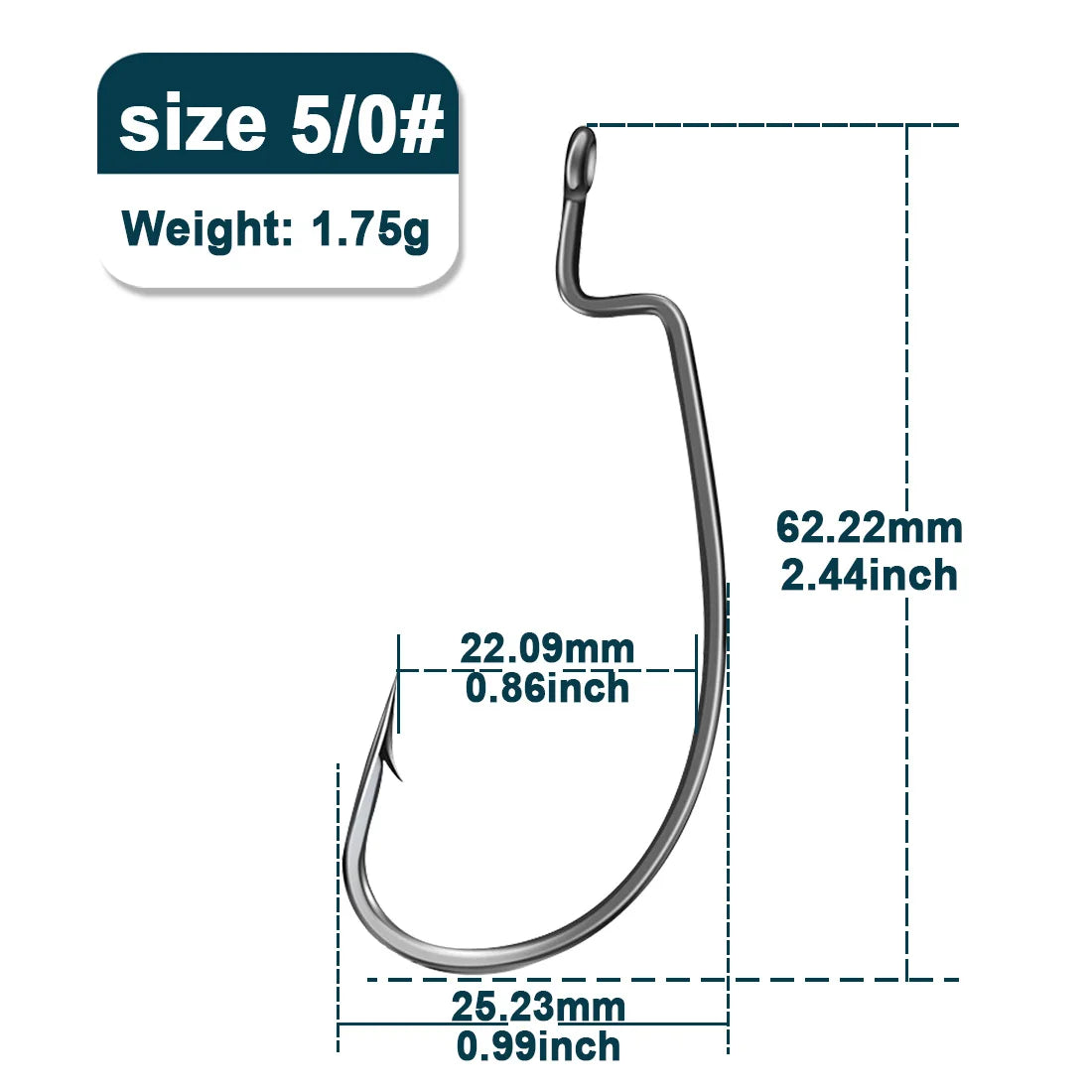 Nova EWG Worm Hooks – Wide Gap Offset Hooks for Texas Rig Bass, Sizes 1-5/0 (25-Pack) Size-5-0 25Pcs Nova Fishing & Outdoors