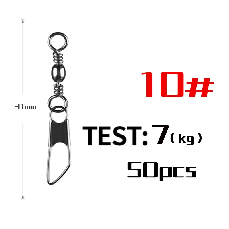 Snap Swivel Connectors – 50-Piece Stainless Steel Saltwater Fishing Terminal Tackle Size 10 Nova Fishing & Outdoors