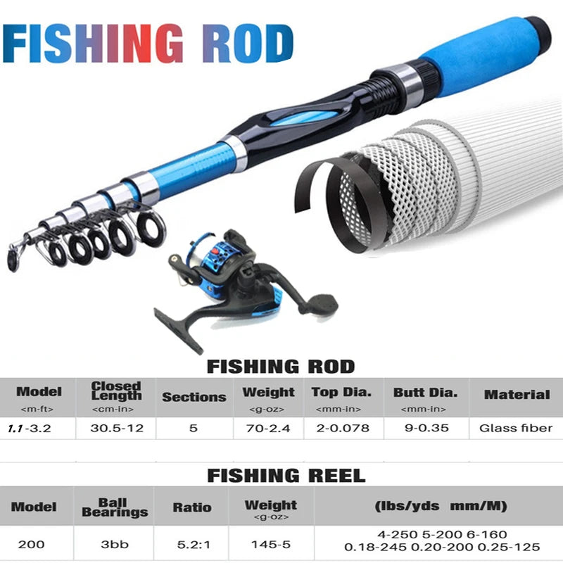 All-in-One 1.2M Telescopic Fishing Kit with Reel and Accessories Nova Fishing & Outdoors