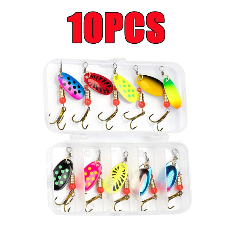 Nova Metal Spoon Spinner Fishing Lure Set - 16pcs Inline Waterdrop Crankbaits with Treble Hooks and Storage Case, Multi-Color