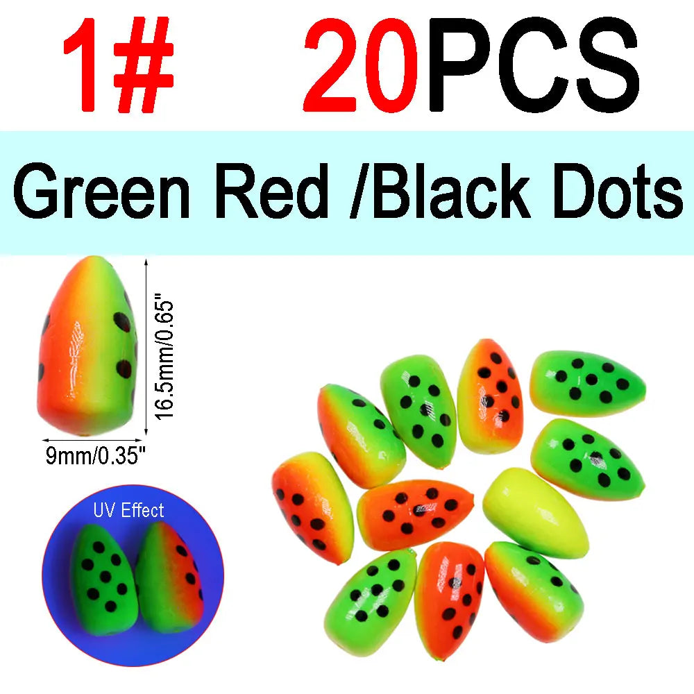 Nova Foam Float Buoys – Bullet & Oval Rig Floats for Pompano & Surf Fishing (20pc) 20pcs GRBD Size 1 Nova Fishing & Outdoors