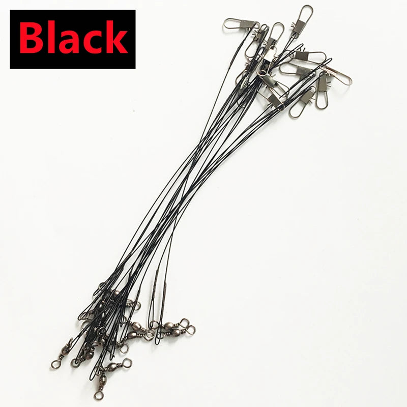 Nova Anti-Bite Steel Wire Leaders (10-100 Pack) – With Swivels & Snaps Black Nova Fishing & Outdoors
