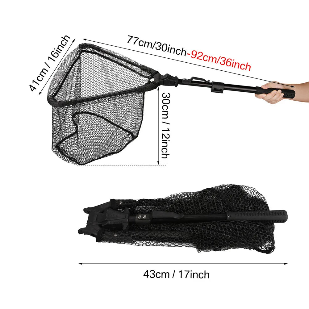 Nova Fishing Landing Net - Aluminum Alloy Telescoping Folding Mesh Net - Safe Fish Catching & Releasing