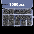 Barbed Fishing Hook Assortment – 10 Sizes, Carbon Steel, Organized Tackle Box Nova Fishing & Outdoors
