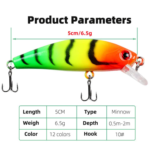 6.5g Sinking Minnow Hard Bait with Dual Treble Hooks Nova Fishing & Outdoors