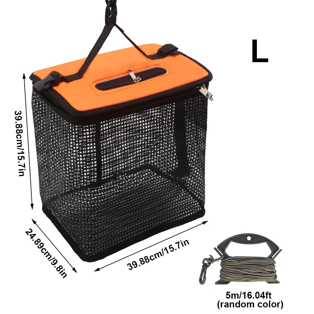 Portable Foldable Floating Mesh Fish Basket and Minnow Bucket L Nova Fishing & Outdoors