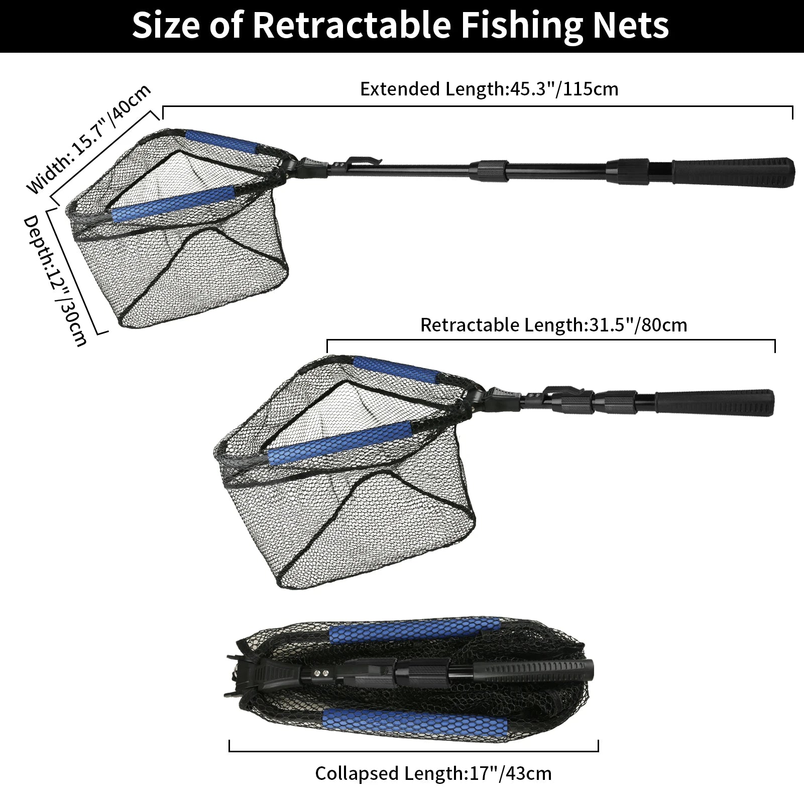 Nova Fishing Landing Net - Aluminum Alloy Telescoping Folding Mesh Net - Safe Fish Catching & Releasing