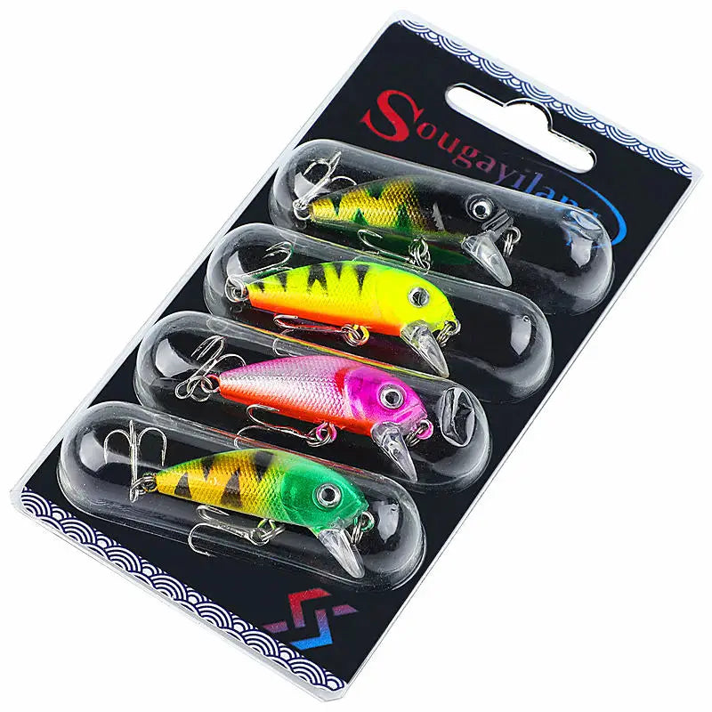 Fishing Bait Set 4PCS Wobbler Anti-corrosion Hook Bass Fishing Lure Yellow Nova Fishing & Outdoors