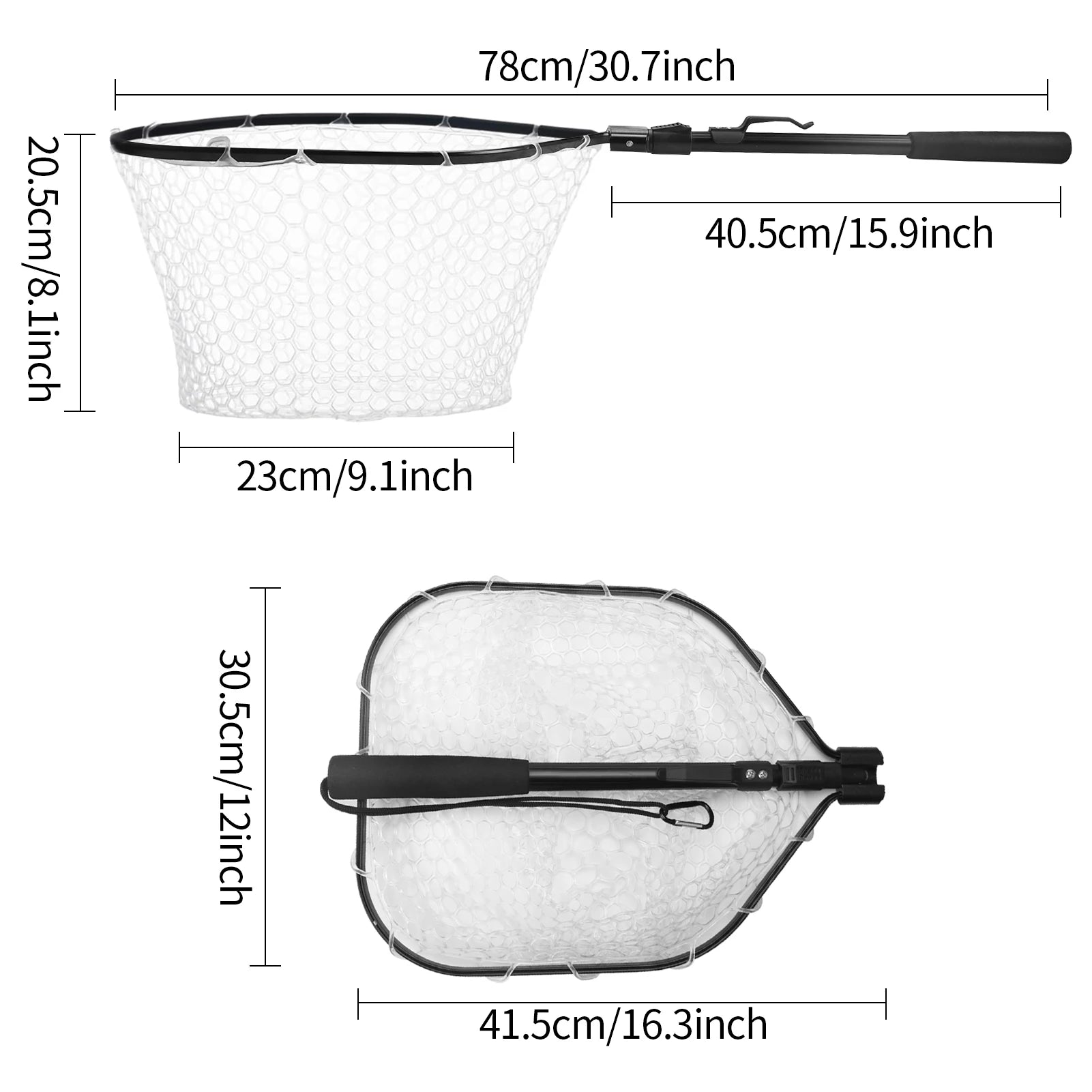 Nova Fishing Landing Net - Aluminum Alloy Telescoping Folding Mesh Net - Safe Fish Catching & Releasing