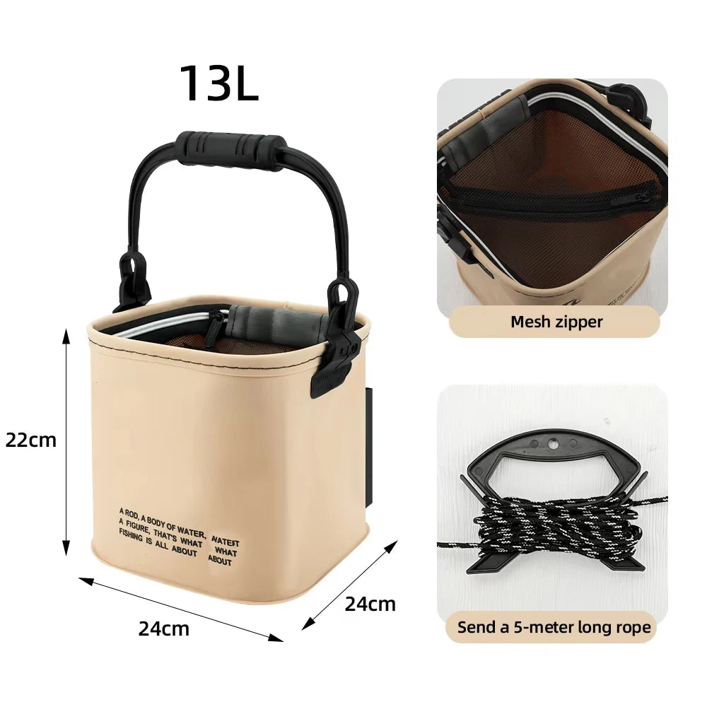 Nova Pro-Foldable EVA Fishing Bucket – Compact, Leak-Proof, & Multi-Purpose 13L China Mainland Nova Fishing & Outdoors