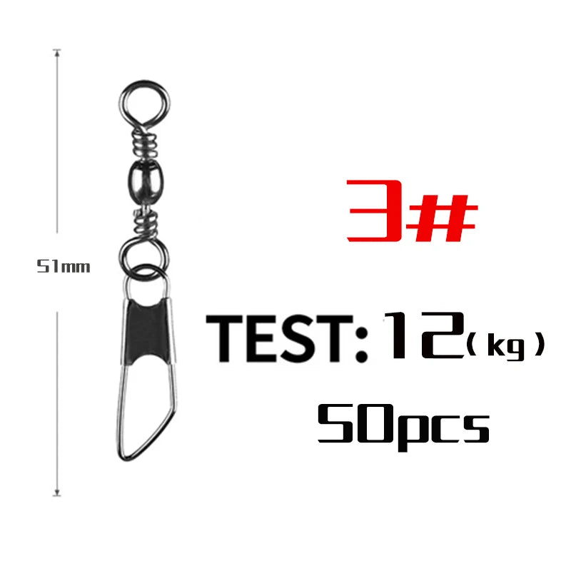 Snap Swivel Connectors – 50-Piece Stainless Steel Saltwater Fishing Terminal Tackle Size 3 Nova Fishing & Outdoors