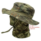Nova Camouflage Boonie Hat with Balaclava Suit Foldable Wide Brim Fishing Cap Brown