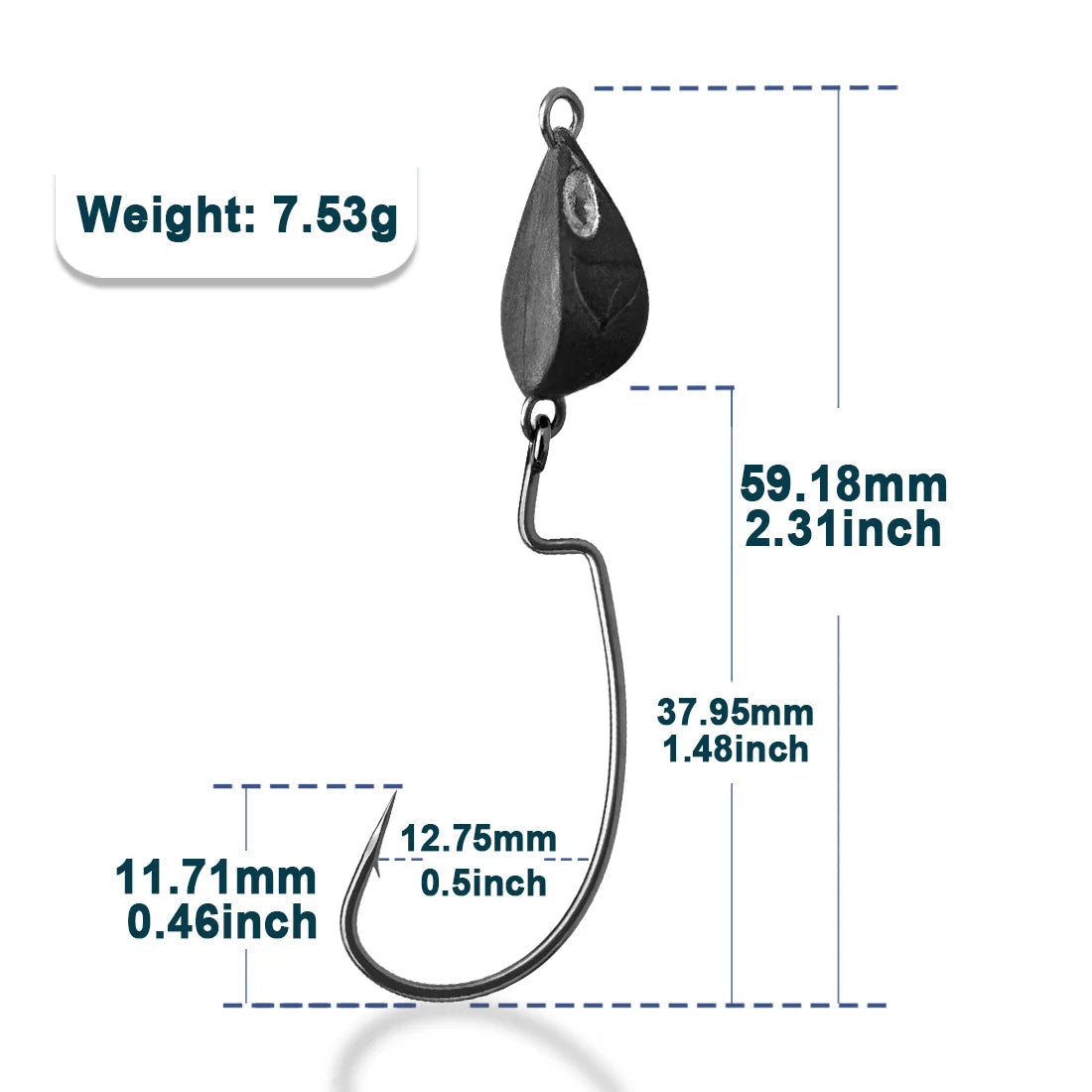 Nova EWG Jig Head Hooks – Weedless Wide Gap Offset Heads for Texas Rigs (10/20-Pack) Size 2 Gap 12.75mm Nova Fishing & Outdoors
