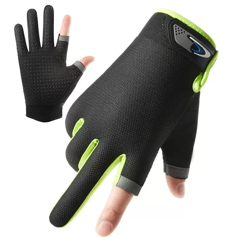 Two-Finger Cut Fishing Gloves – Touchscreen & Sun Protection for Summer Anglers green One Size Nova Fishing & Outdoors