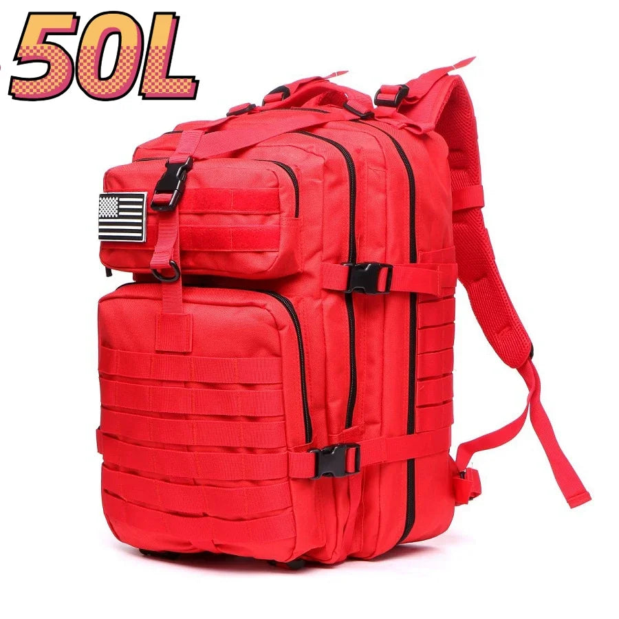 Nova Military Tactical Backpack Large Molle Outdoor Rucksack Waterproof Camping Hiking Fishing Bag Red (50L) Nova Fishing & Outdoors