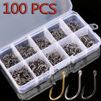 100-Piece High Carbon Steel Fishing Hook Assortment – 10 Sizes - 100 Piece 10 Size Nova Fishing & Outdoors