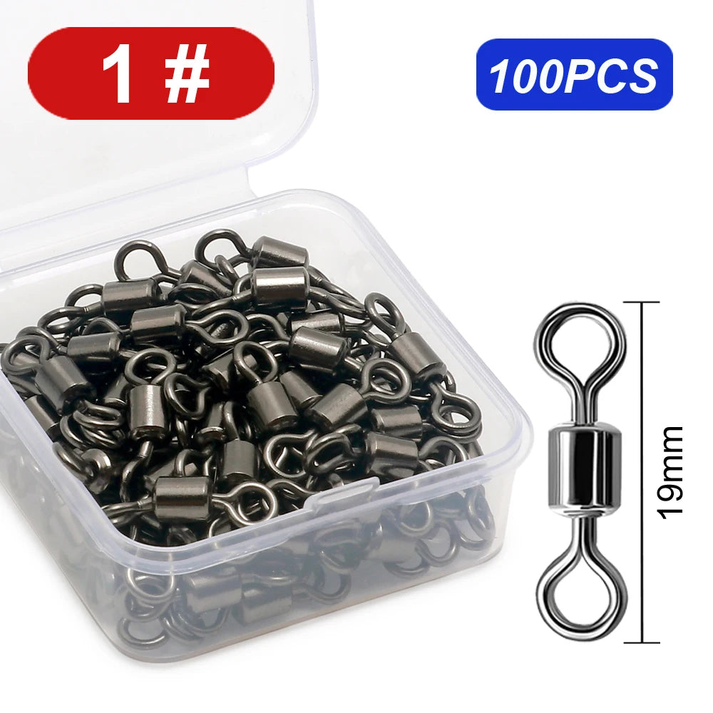 Nova Bearing Swivels – Bulk Stainless Steel Rolling Connectors, Saltwater (100pc) 1 100PCS Nova Fishing & Outdoors
