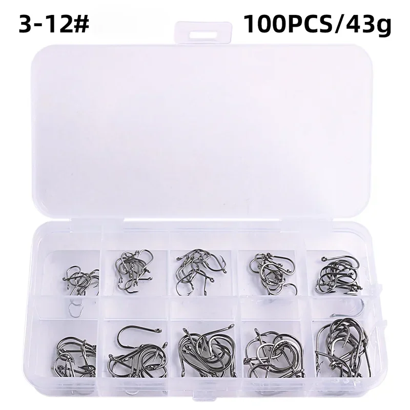 Fishing Hooks Carbon Steel Strong Sharp Silver Circle Fishhook 3#-12# 100PCS Nova Fishing & Outdoors