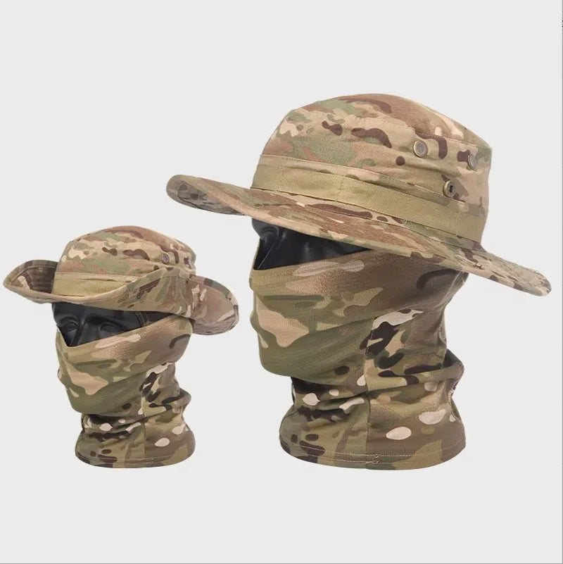 Nova Camouflage Boonie Hat with Balaclava Suit Foldable Wide Brim Fishing Cap Brown CP Nova Fishing & Outdoors