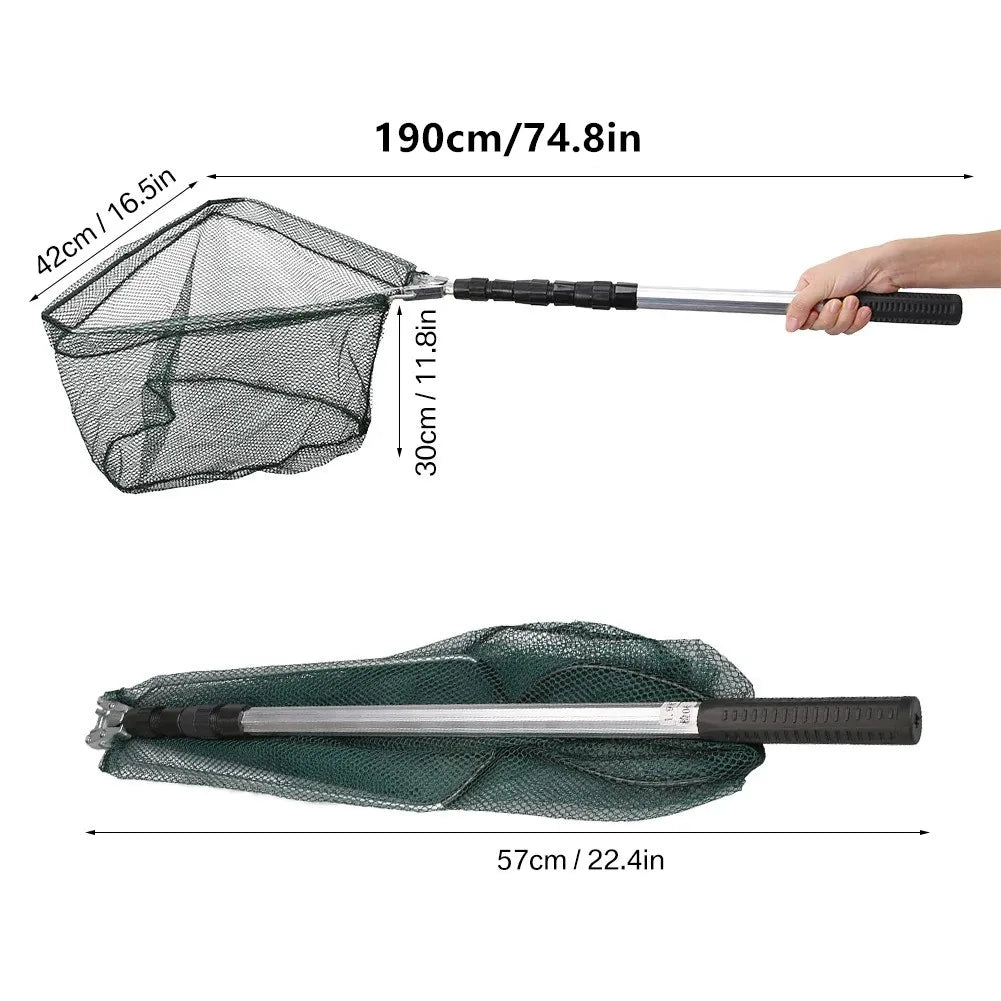 Nova Fishing Landing Net - Aluminum Alloy Telescoping Folding Mesh Net - Safe Fish Catching & Releasing
