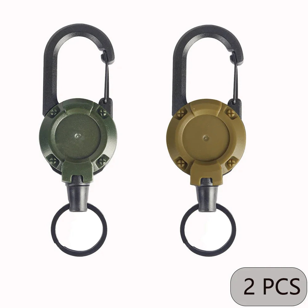Heavy-Duty Retractable Tool Lanyard with Carabiner Clip Green and Khaki (2 Pieces) Nova Fishing & Outdoors