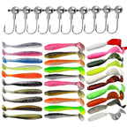 Nova Soft Fishing Lure Kit, Silicone Bait Worms with Crank Jig Head Hooks, Realistic Artificial Lures for Freshwater & Saltwater Fishing Nova Fishing & Outdoors