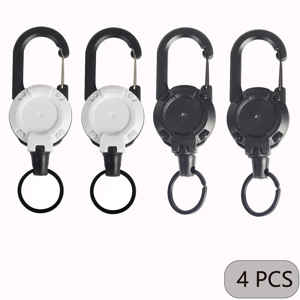 Heavy-Duty Retractable Tool Lanyard with Carabiner Clip Black and White (4 Pieces) Nova Fishing & Outdoors
