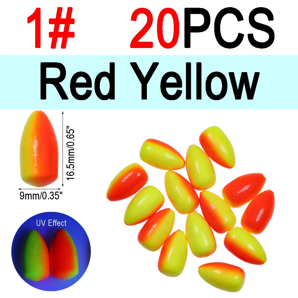 Nova Foam Float Buoys – Bullet & Oval Rig Floats for Pompano & Surf Fishing (20pc) 20pcs RY Size 1 Nova Fishing & Outdoors