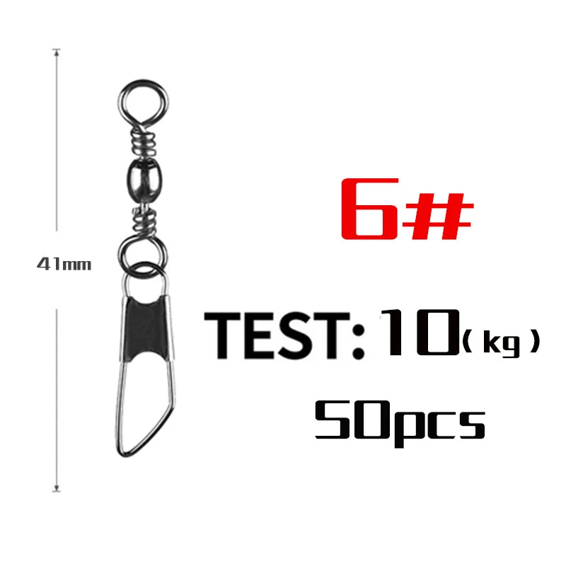 Snap Swivel Connectors – 50-Piece Stainless Steel Saltwater Fishing Terminal Tackle Size 6 Nova Fishing & Outdoors