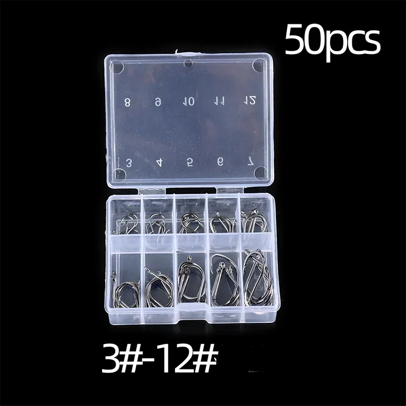 Fishing Hooks Carbon Steel Strong Sharp Silver Circle Fishhook 3#-12# 50PCS Nova Fishing & Outdoors