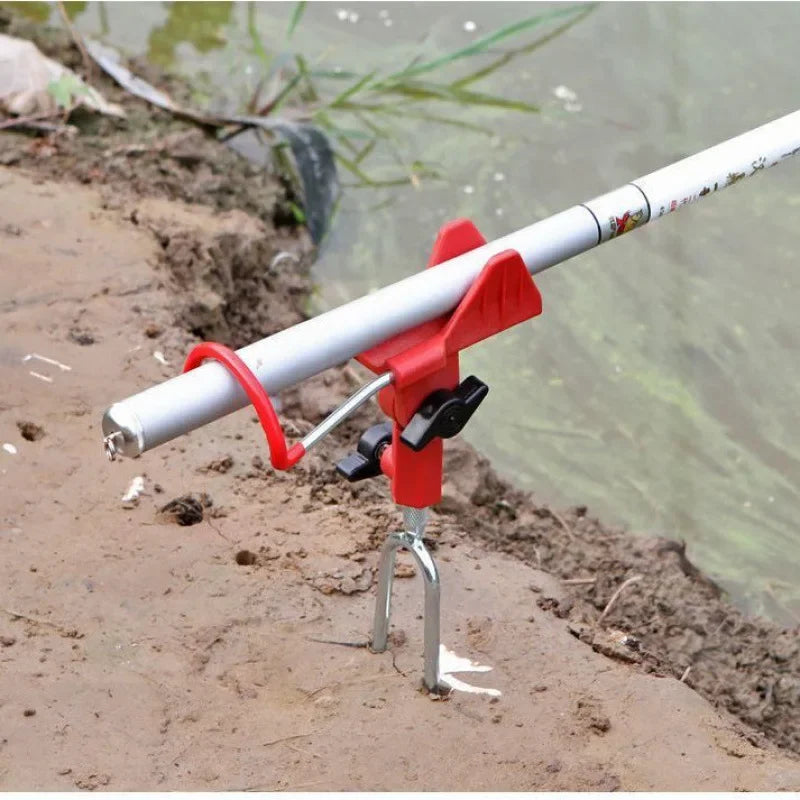 360° Adjustable Fishing Rod Holder, Heavy Duty Portable Foldable Stand with Ground Spike for Bank & Catfishing, Rust-Proof Red Nova Fishing & Outdoors