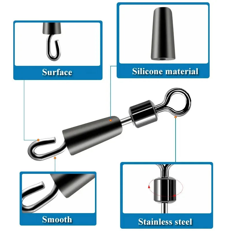 Ball Bearing Swivels – 30/50pc Solid Ring Connectors for Fishing Line