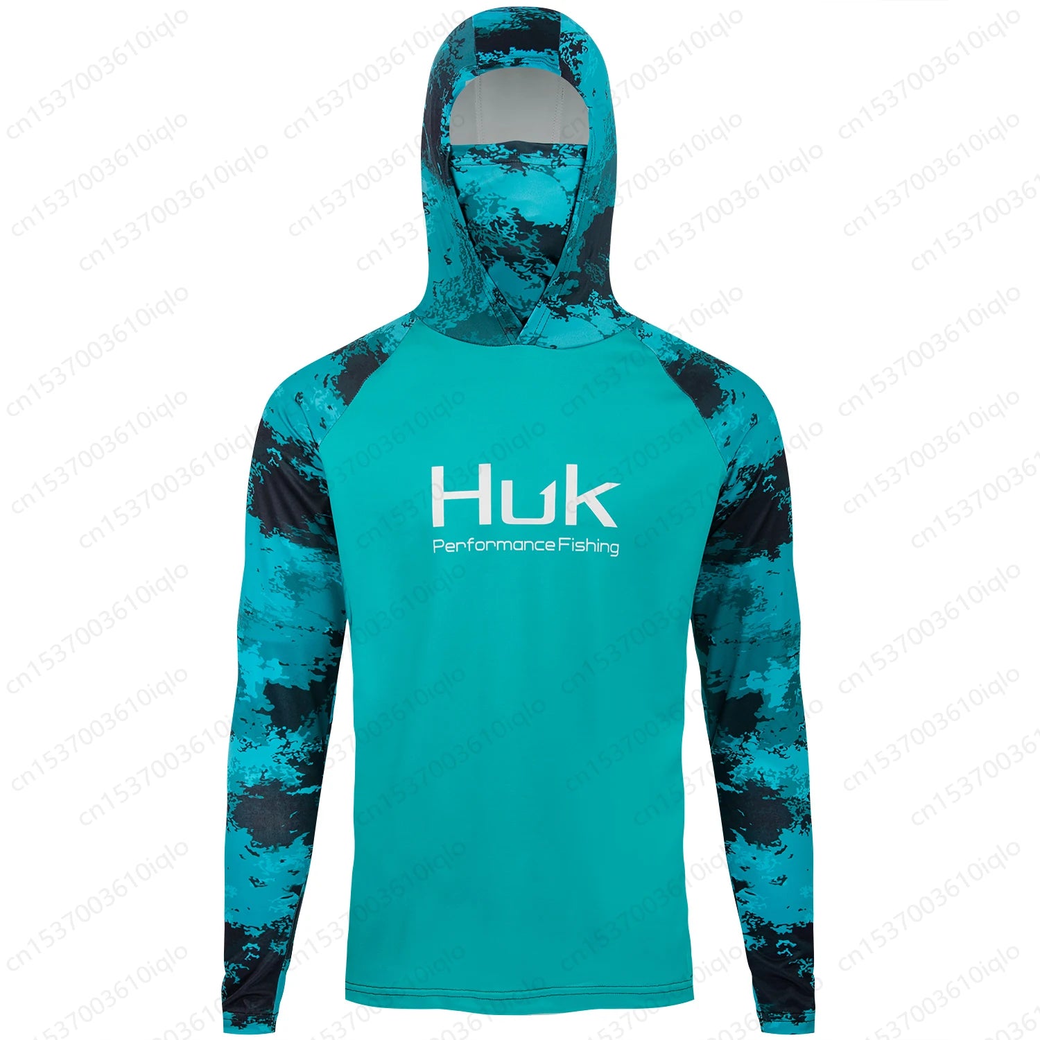Nova Men's Performance Fishing Hoodie UPF 50+ Sun Protection Shirt with Built-In Face Mask Quick-Dry