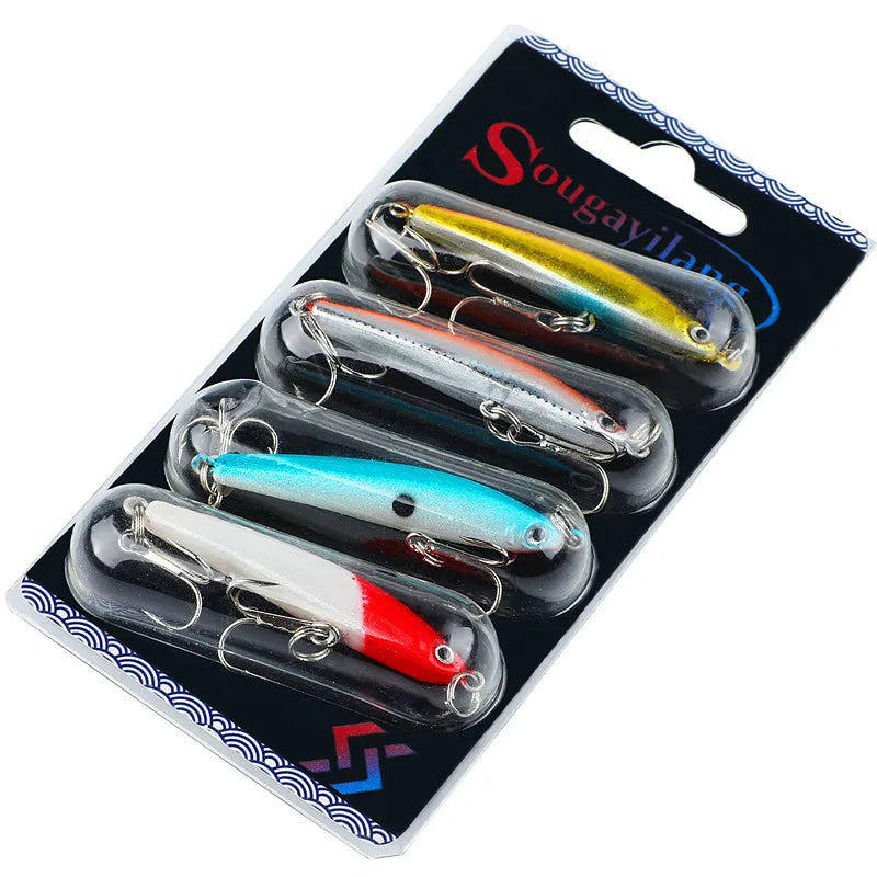 Fishing Bait Set 4PCS Wobbler Anti-corrosion Hook Bass Fishing Lure Red Nova Fishing & Outdoors