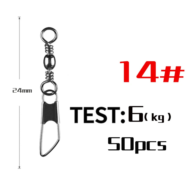 Snap Swivel Connectors – 50-Piece Stainless Steel Saltwater Fishing Terminal Tackle Size 14 Nova Fishing & Outdoors