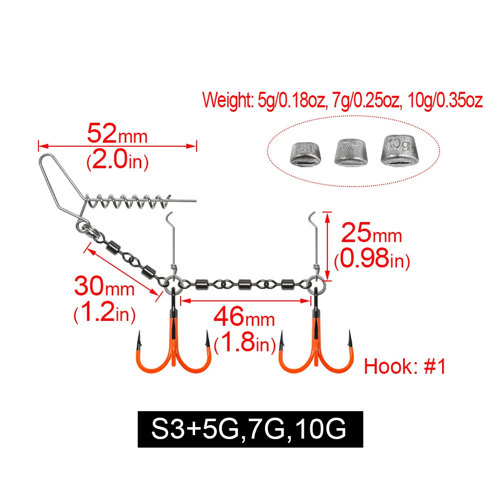 Nova Stinger Rig Kit – UV 2X Treble Hooks with Weighted Swivel for Pike & Bass Swimbaits