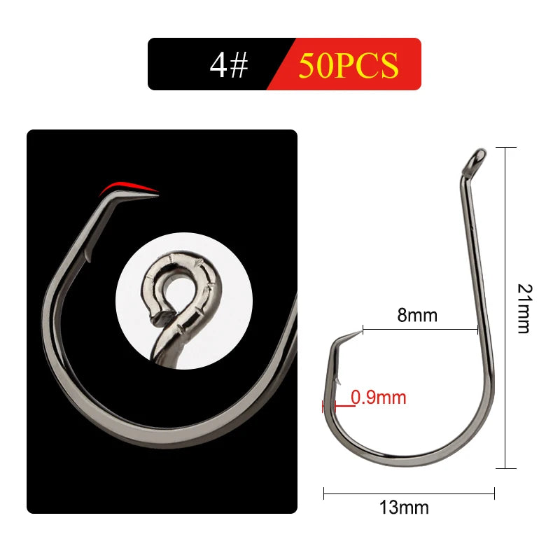 Nova Octopus Circle Hooks – Chemically Sharpened Carbon Steel Bait Hooks (50pc / 25pc) Non-barb Hook-4 Nova Fishing & Outdoors